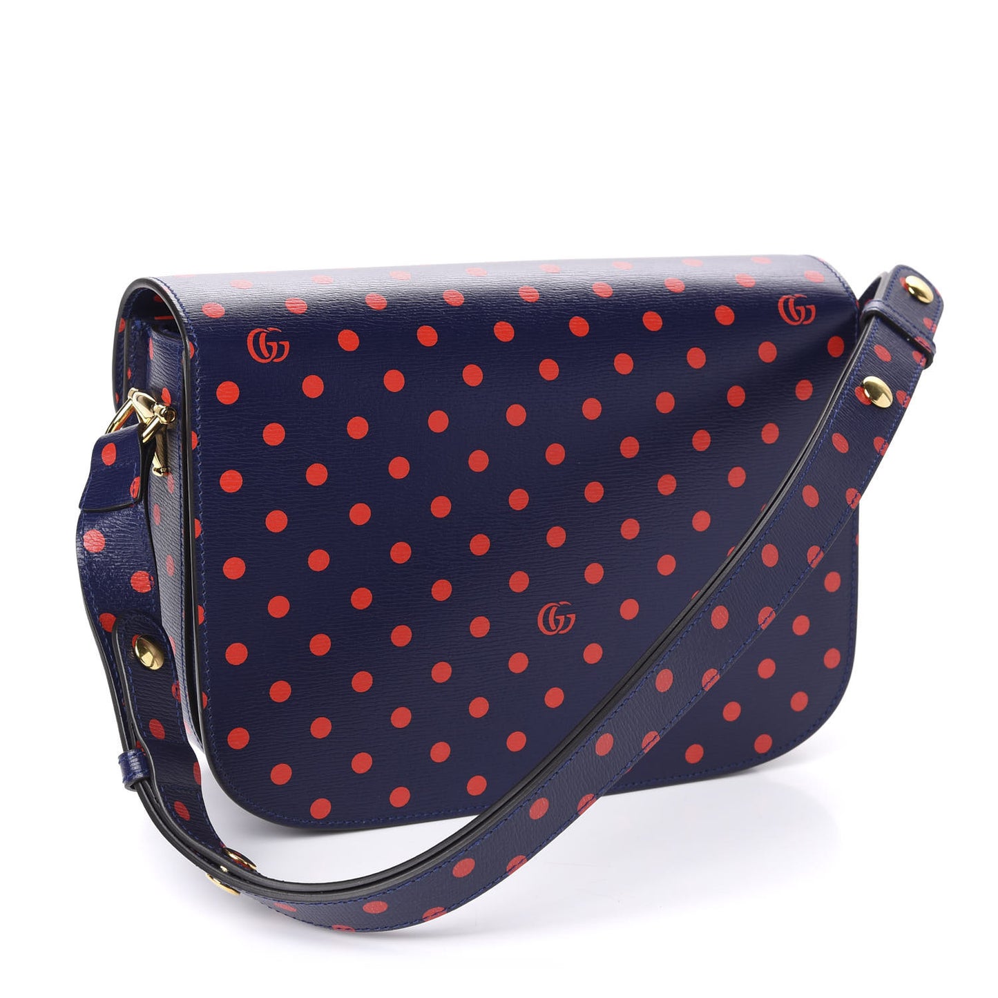 Shangai Calfskin Polka Dot Horsebit 1955 Shoulder Bag Blue Orange