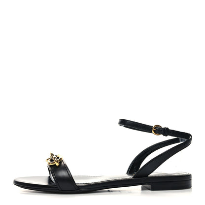Saint Laurent Calfskin Le Maillon Flat Sandals 36.5 Black 1 of 8