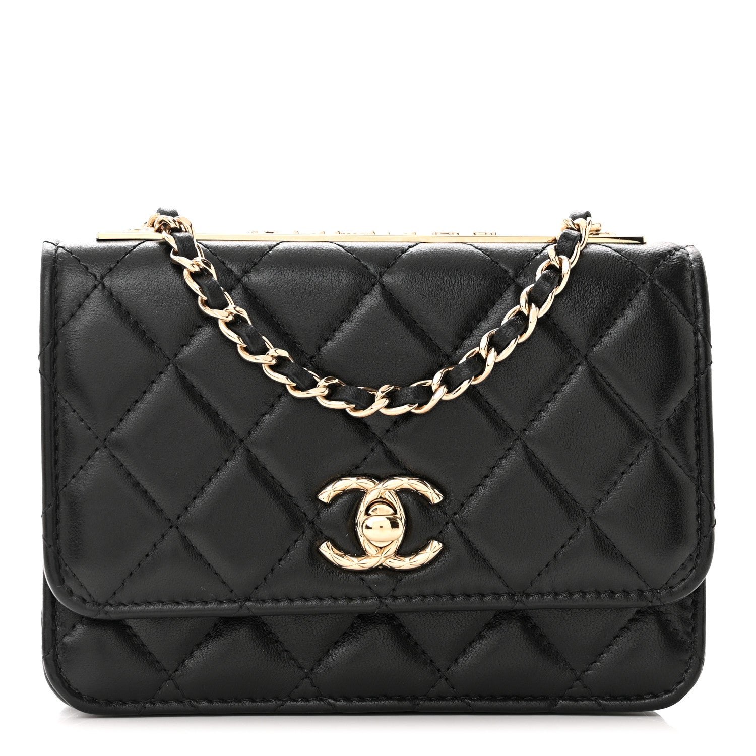 Chanel Lambskin Quilted Mini Trendy CC Wallet On Chain WOC Black 1 of 12