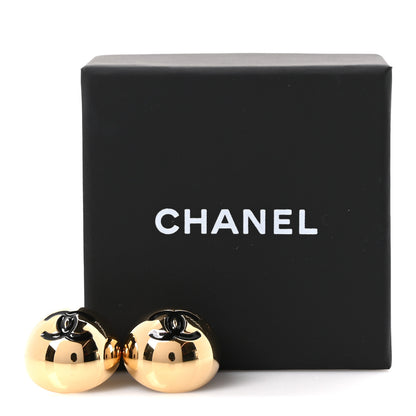 Chanel Metal Enamel CC Ball Stud Earrings Gold Black 5 of 5