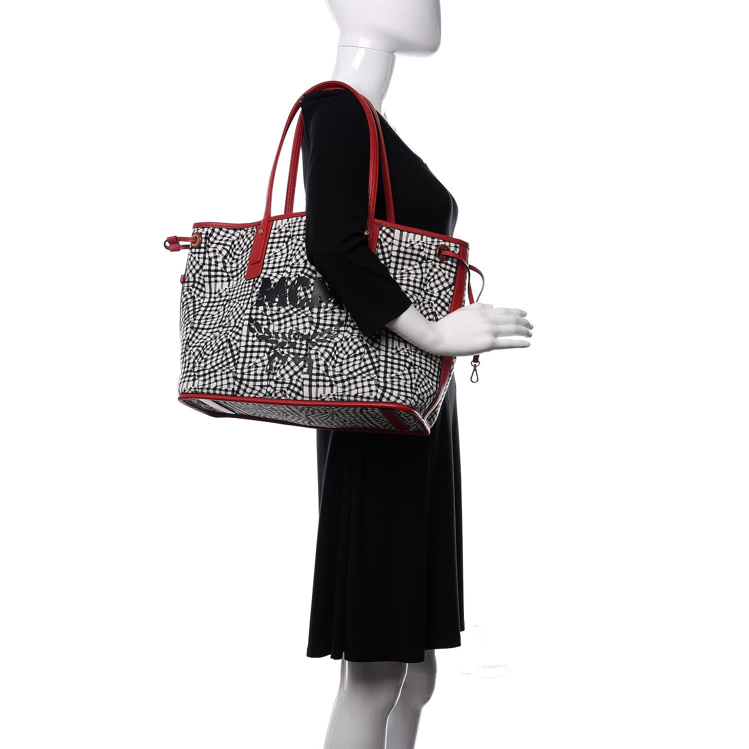 MCM Visetos Medium Liz Reversible Shopper Tote Ruby Red 2 of 13