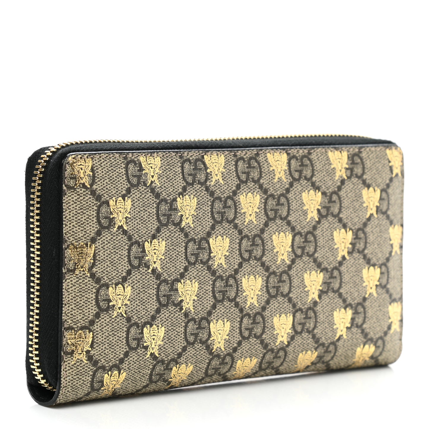 GG Supreme Monogram Bees Zip Around Wallet