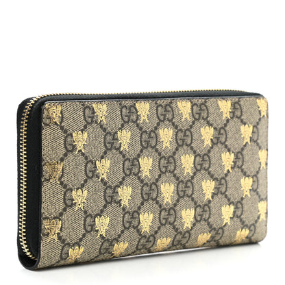 Gucci GG Supreme Monogram Bees Zip Around Wallet 3 of 8