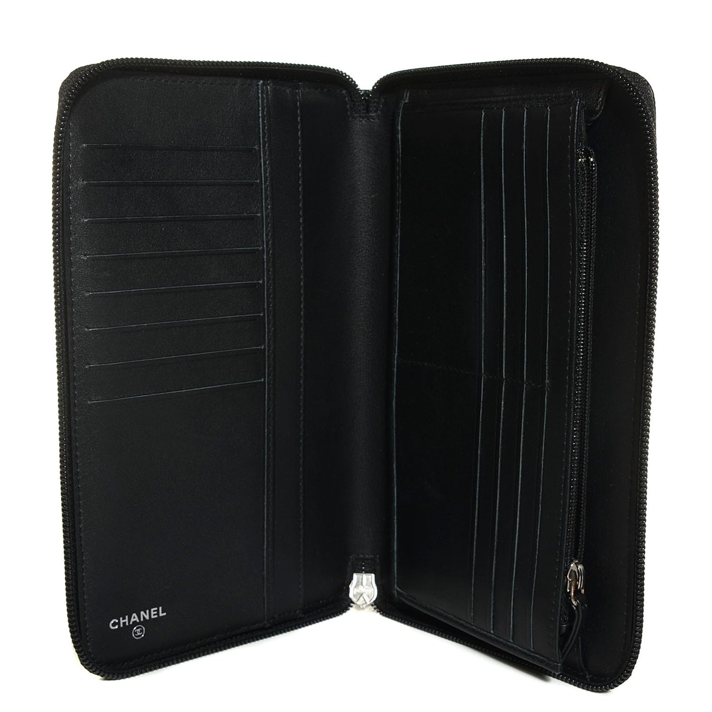 Caviar Large Timeless CC Zip Around Wallet Black