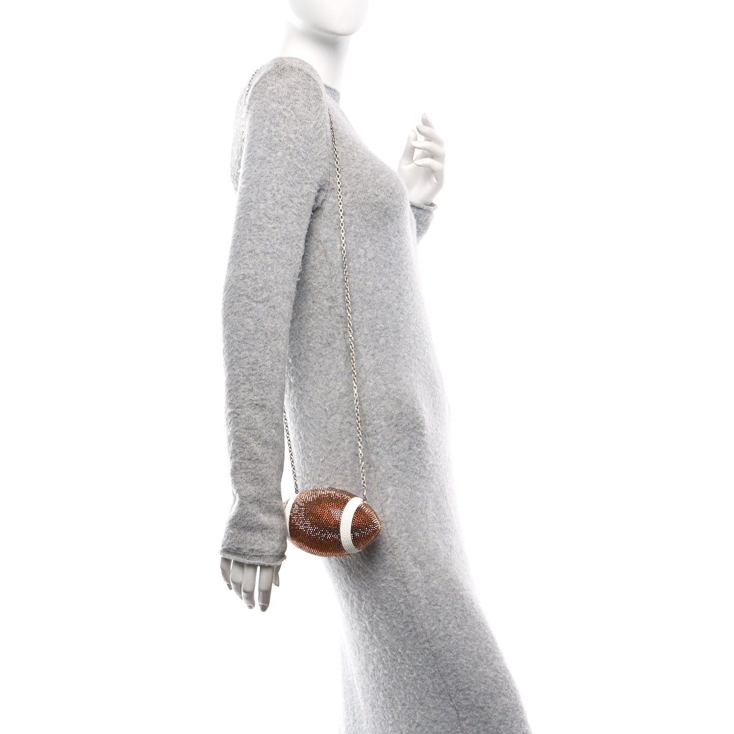 Crystal Football Minaudiere Clutch Brown