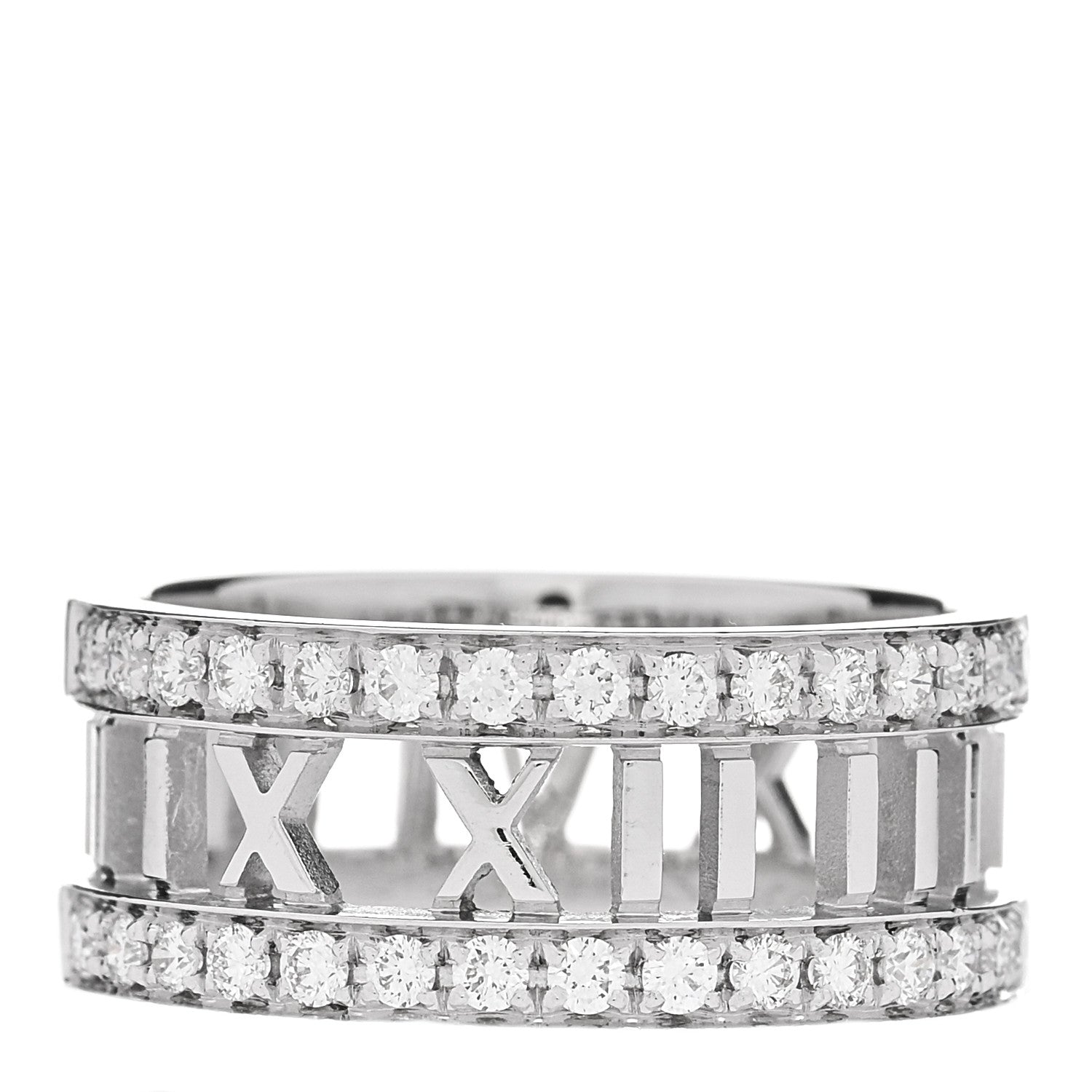 Tiffany 18K White Gold Diamond Wide Atlas Open Ring 60 9 1 of 5