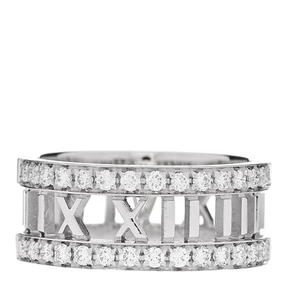 Tiffany 18K White Gold Diamond Wide Atlas Open Ring 60 9 1 of 5