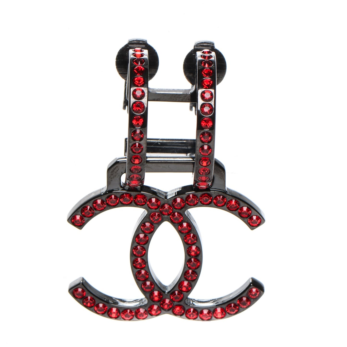 Crystal CC Single Clip On Earring Red