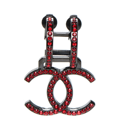 Chanel Crystal CC Single Clip On Earring Red 1 of 5