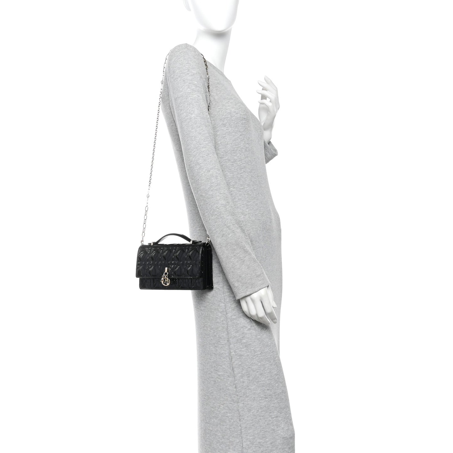 Patent Cannage Mini My Dior Bag Black