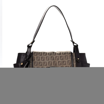 Fendi Zucchino Cuoio Ingrassato Medium Compilation Hobo Panna Salvia Moro 1 of 14