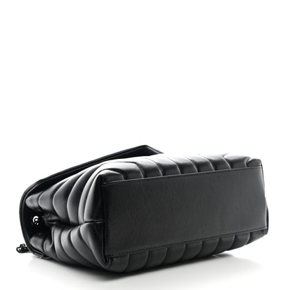 Saint Laurent Calfskin Y Quilted Monogram Monochrome Small Loulou Chain Satchel Black 4 of 11