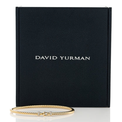 David Yurman 18K Yellow Gold Diamond 2.6mm Cable Collectibles Buckle Bracelet 4 of 4