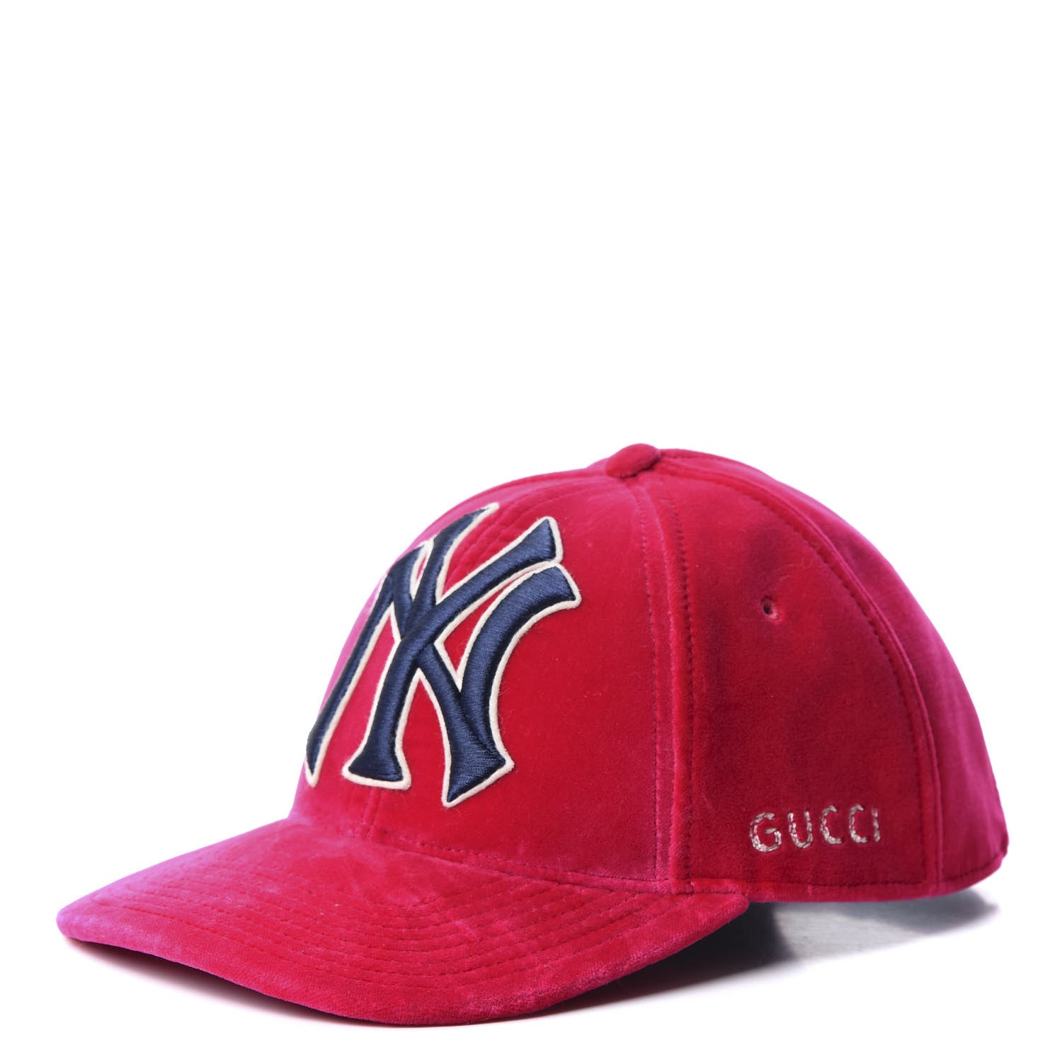 Gucci X MLB Velvet NY Yankees Baseball Hat 57-61 Pink 1 of 7
