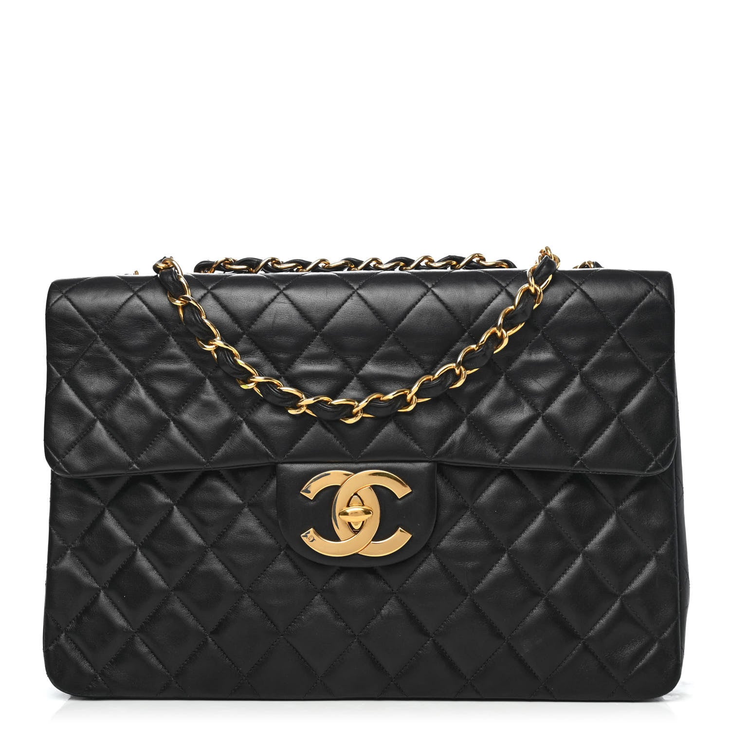 Chanel Lambskin Quilted XL Jumbo Single Flap Black 1 of 4