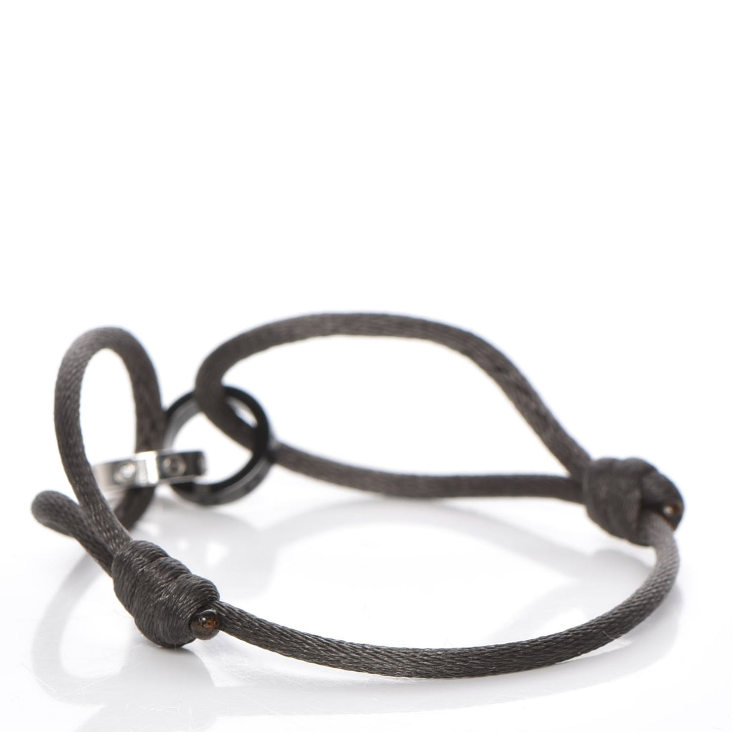 18K White Gold Ceramic 4 Diamond LOVE Cord Bracelet Gray