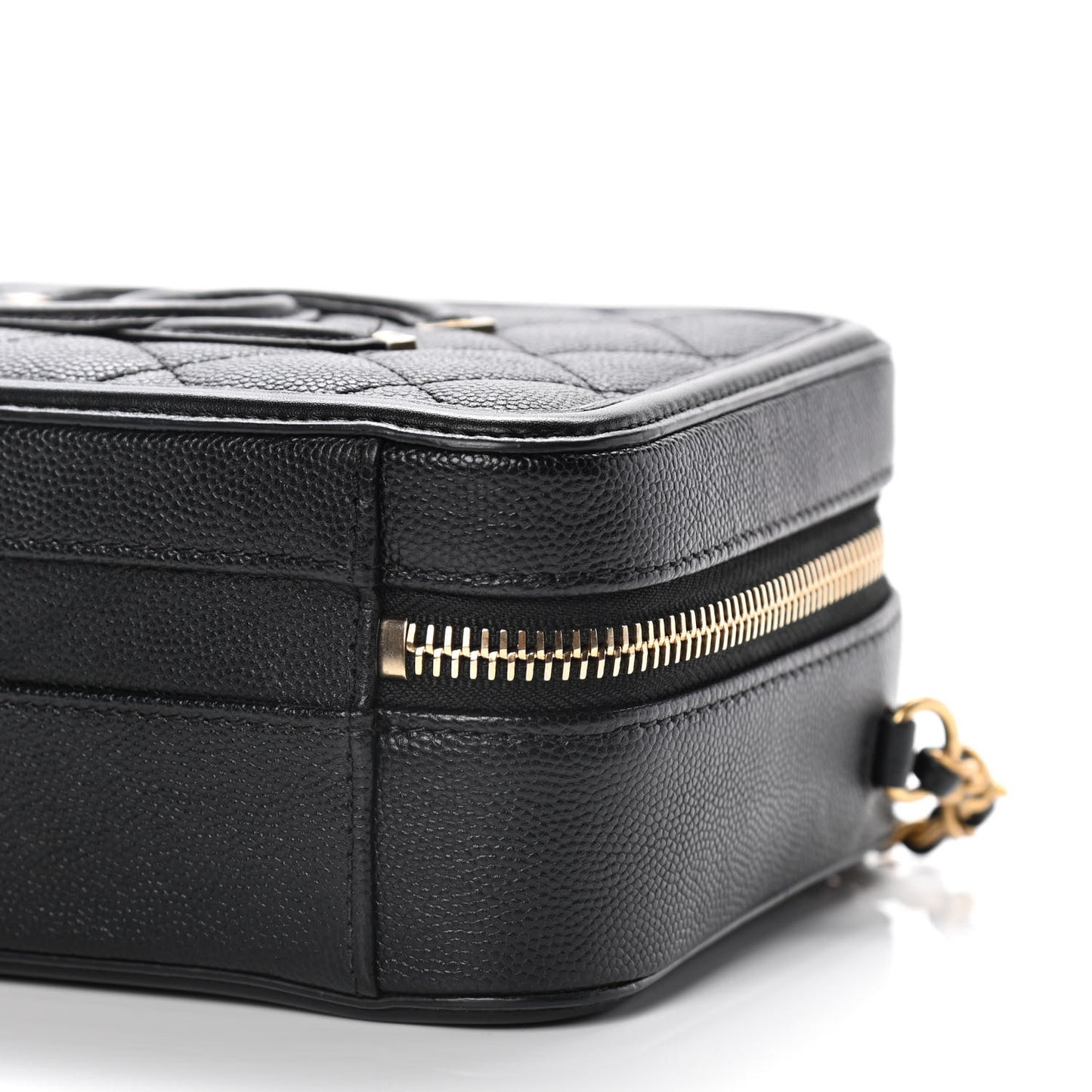 Caviar Quilted Small CC Filigree Vanity Case Black