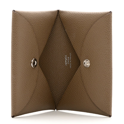 Hermes Epsom Calvi Card Case Etoupe 5 of 6