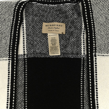 Burberry Wool Cashmere Fringe Poncho Black White 2 of 3