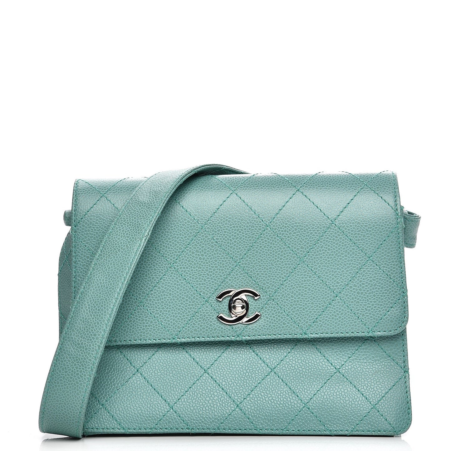 Caviar Flap Shoulder Bag Green
