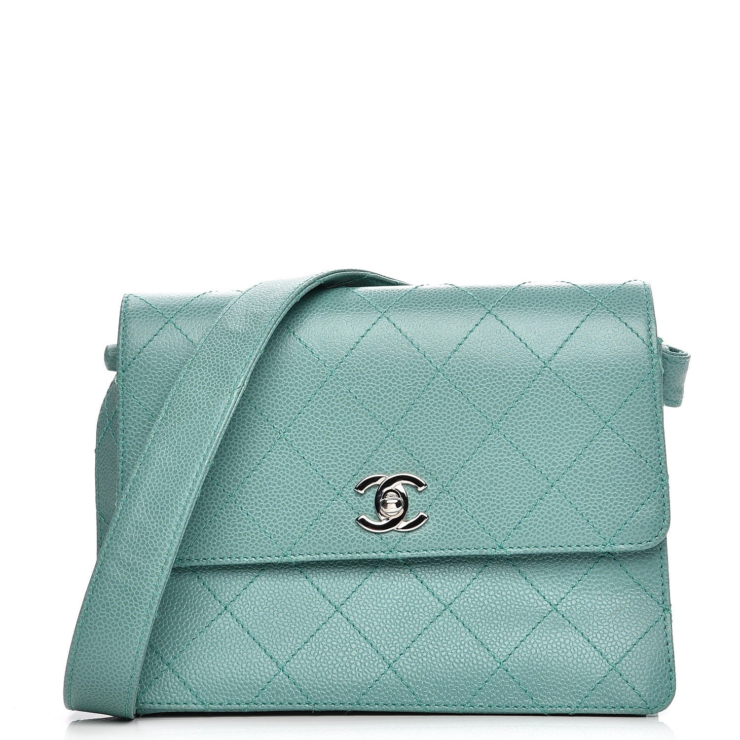 Chanel Caviar Flap Shoulder Bag Green 1 of 21