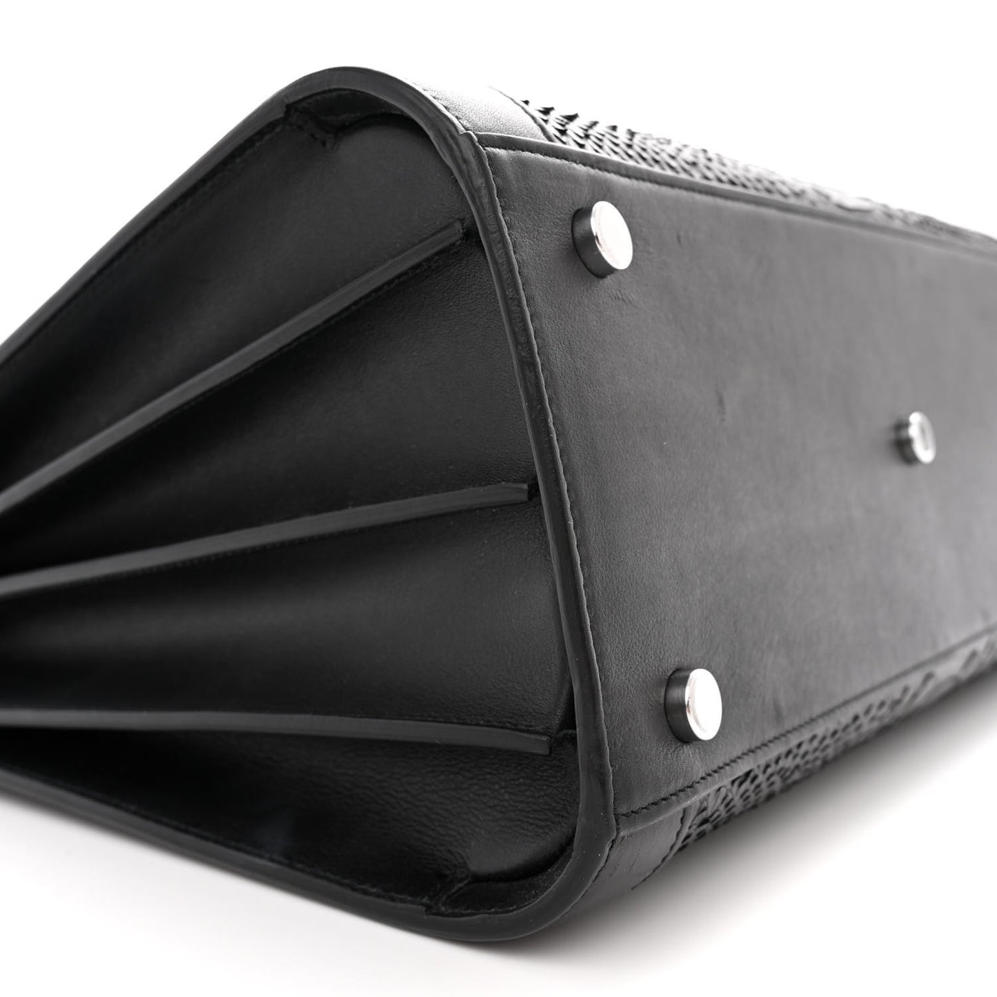 Python Calfskin Embossed Small Sac de Jour Black