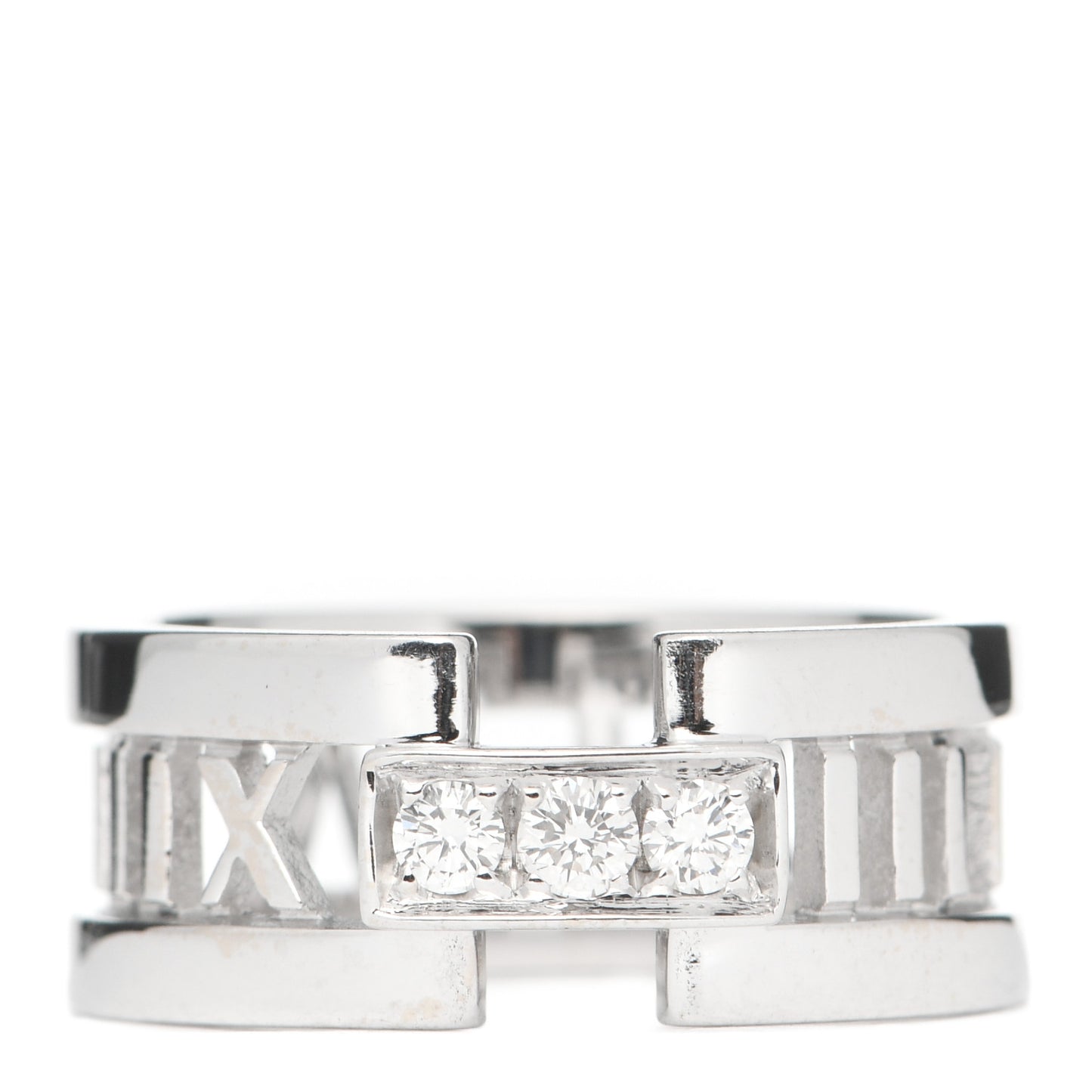 18K White Gold Diamond Open Atlas Ring 56 7.5