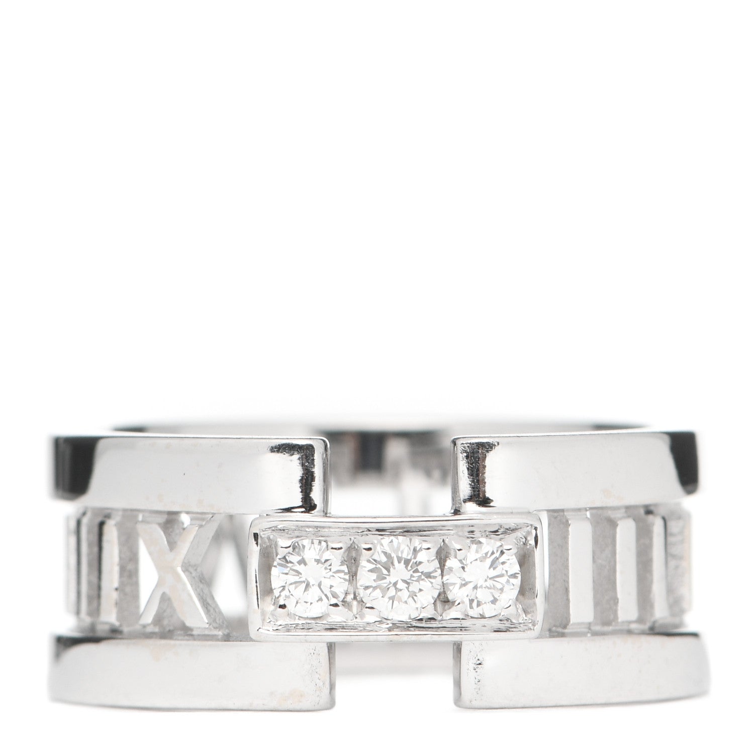 Tiffany 18K White Gold Diamond Open Atlas Ring 56 7.5 1 of 5