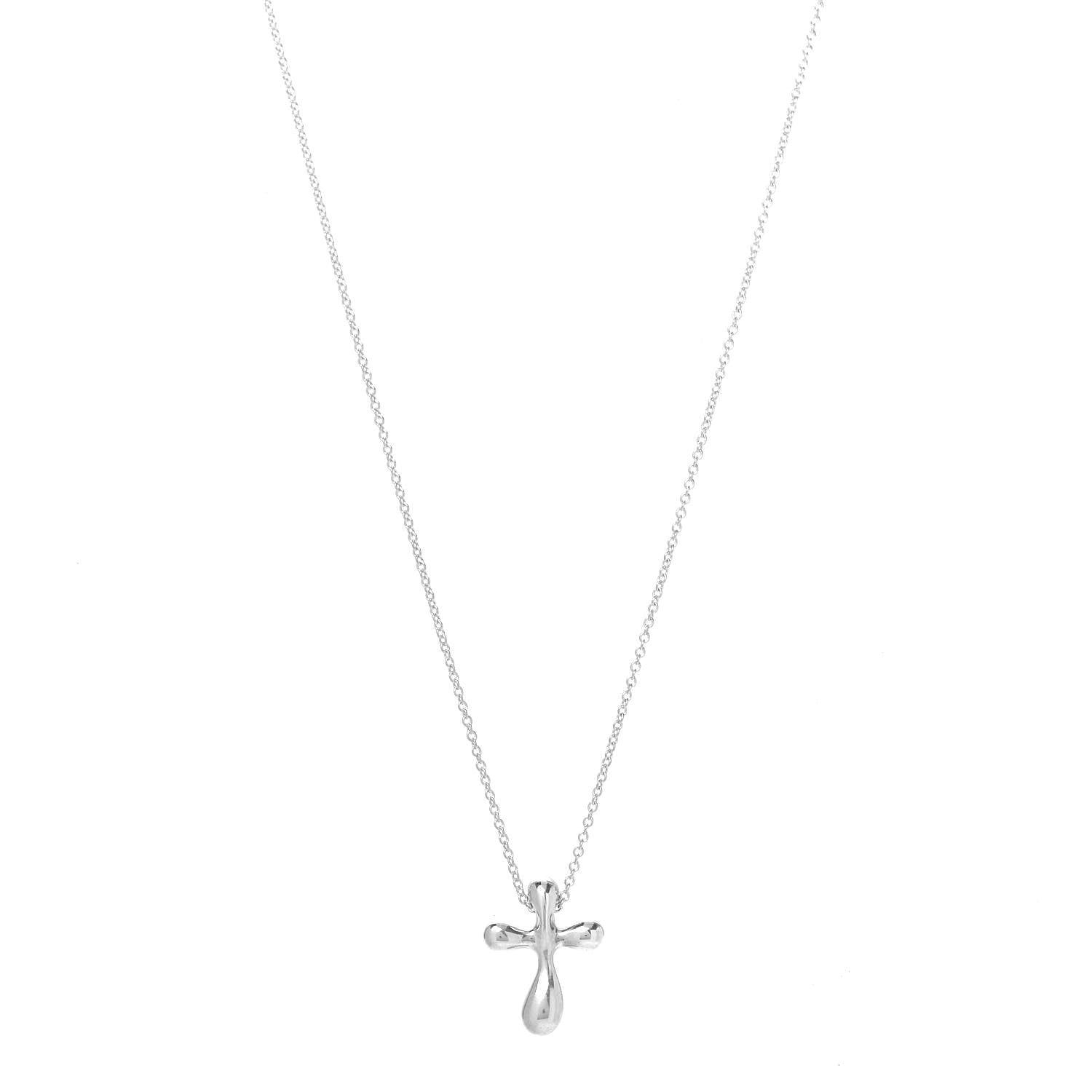 Tiffany Sterling Silver 16mm Elsa Peretti Cross Pendant Necklace 1 of 7