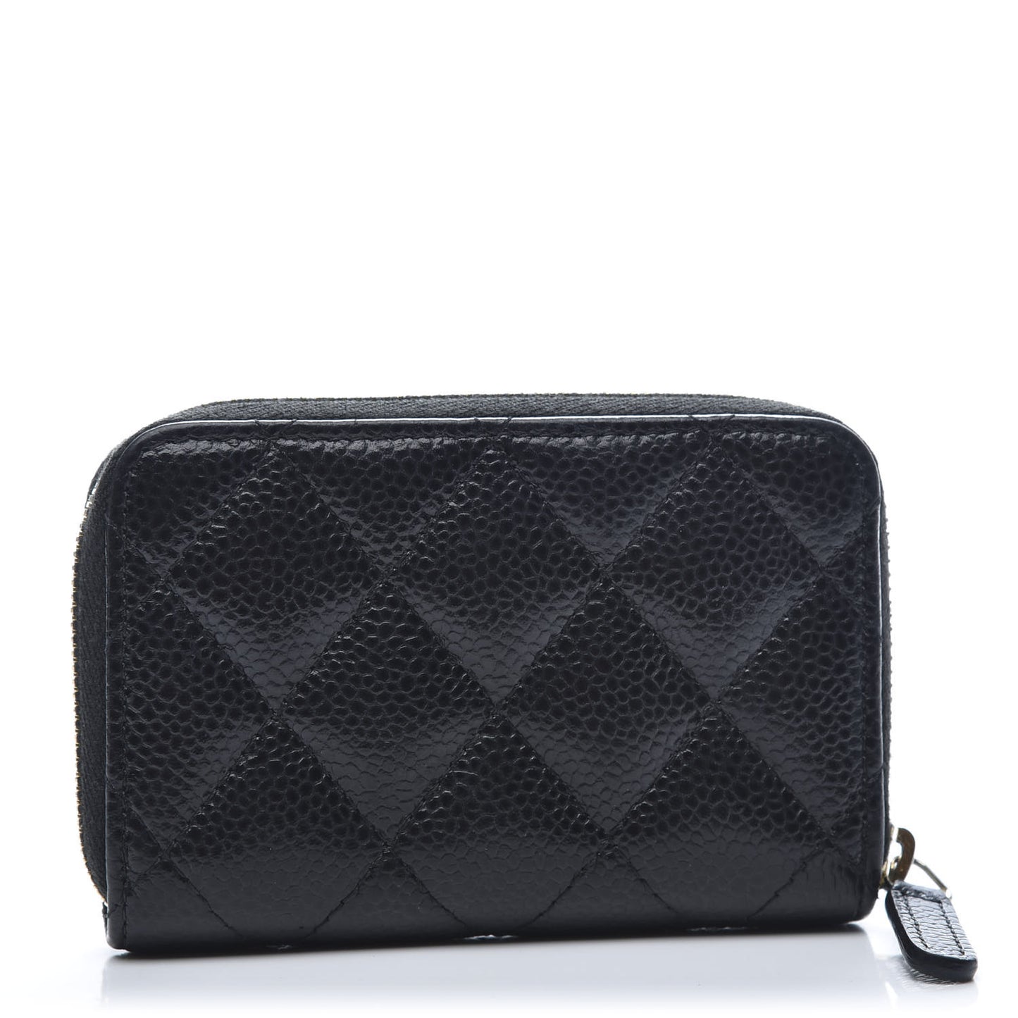 Caviar Quilted Zip Coin Purse Black