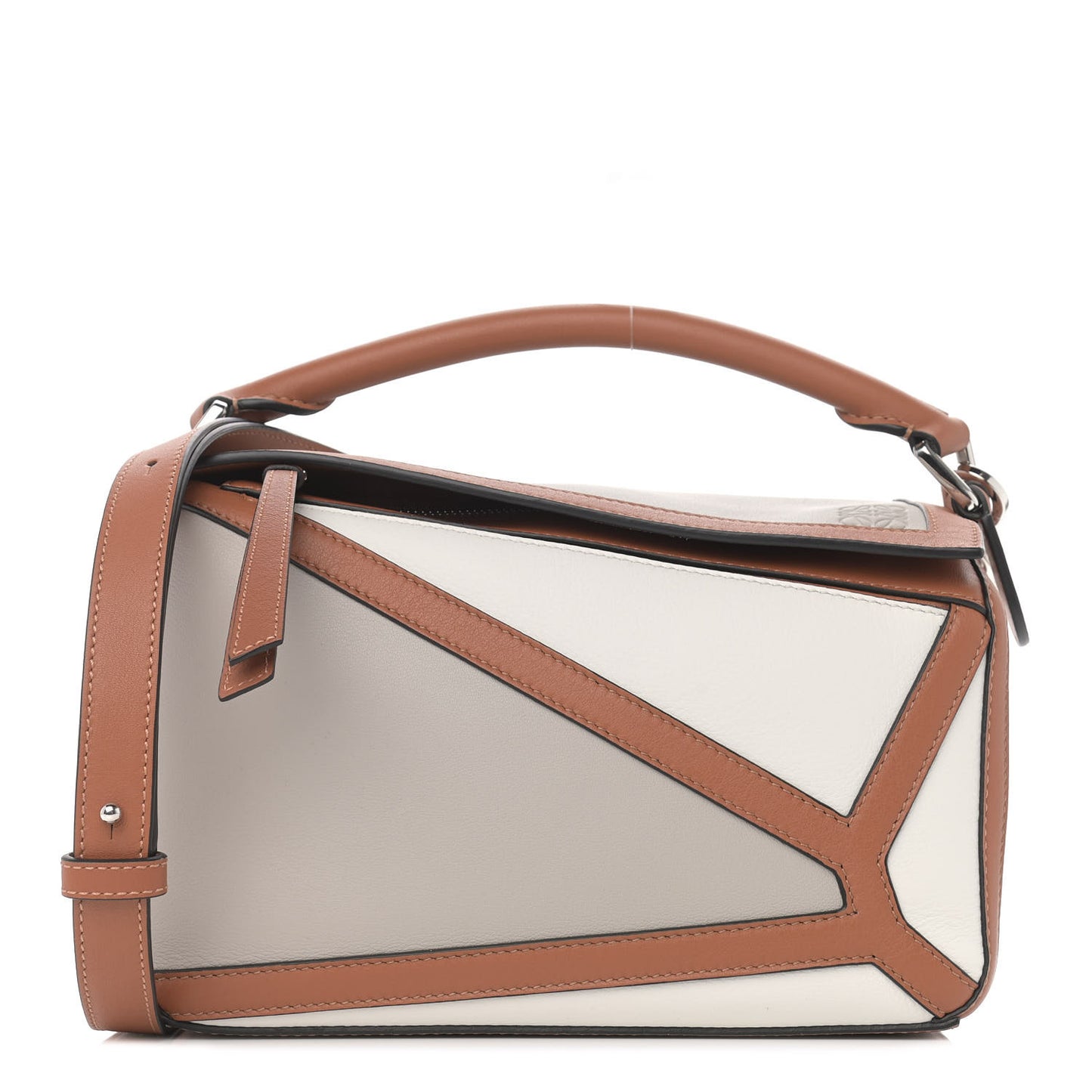 Calfskin Small Graphic Puzzle Bag Ghost Soft White