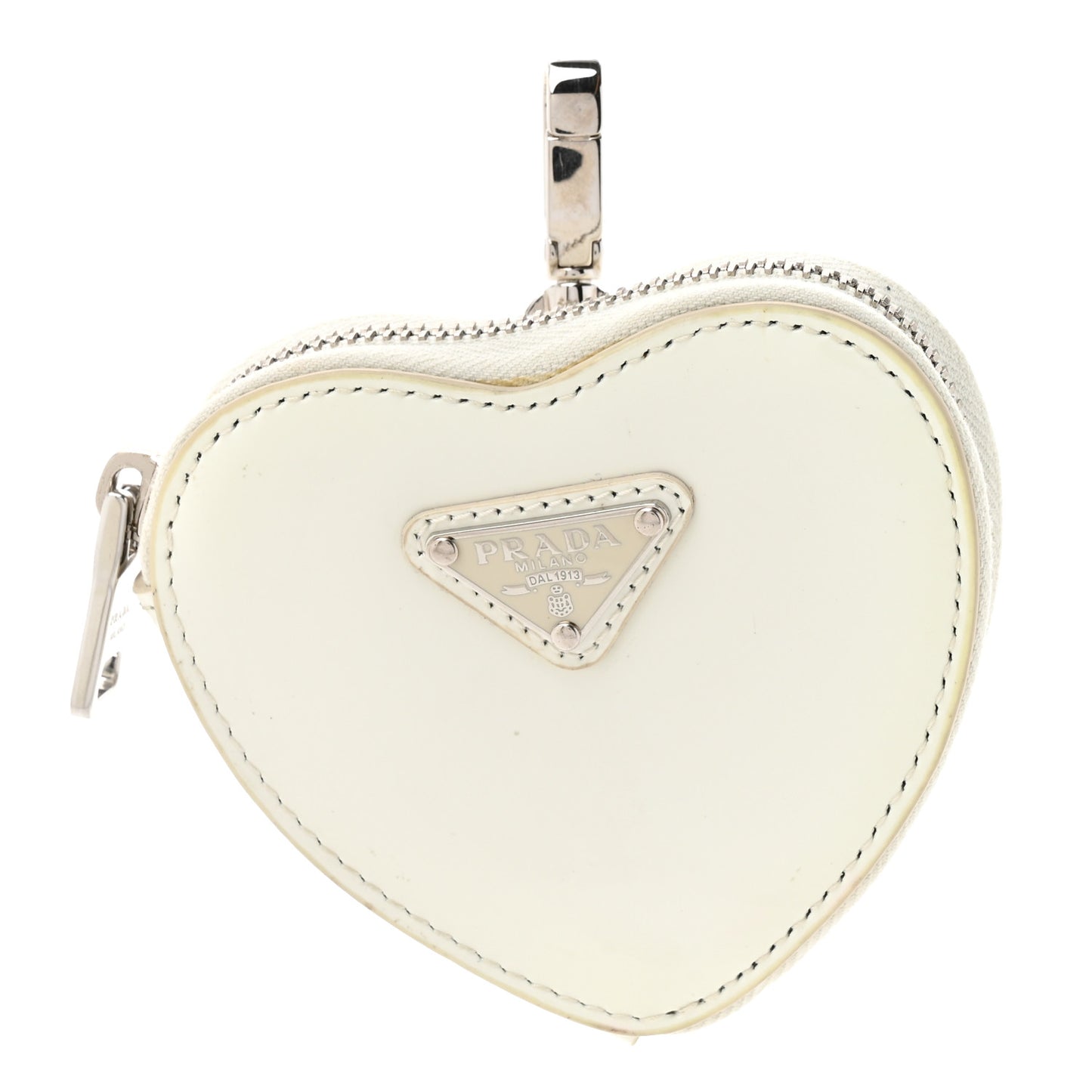 Spazzolato Heart Coin Pouch Bag Charm White