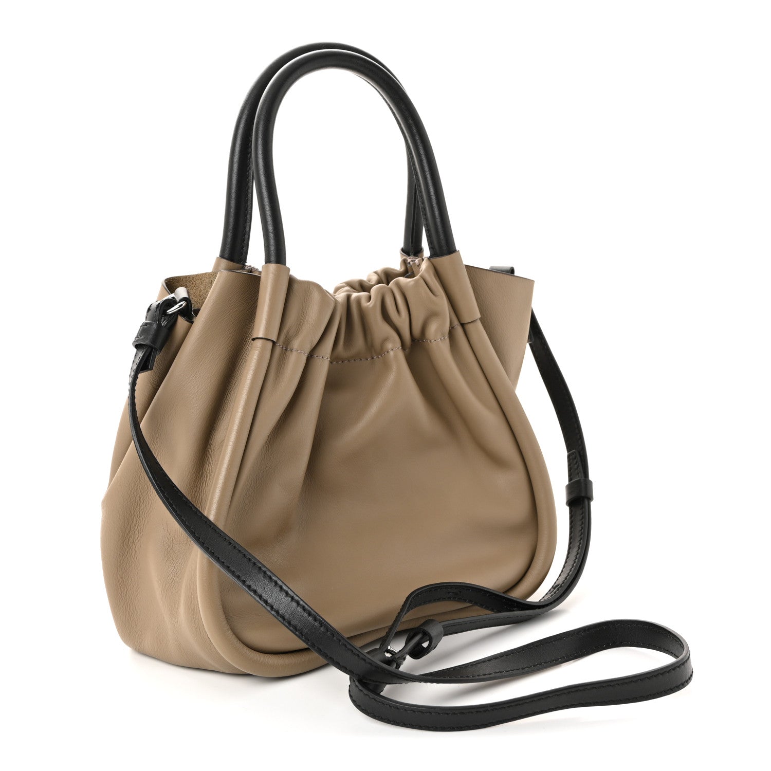 Proenza Schouler Calfskin Small Ruched Tote Beige Black 3 of 10