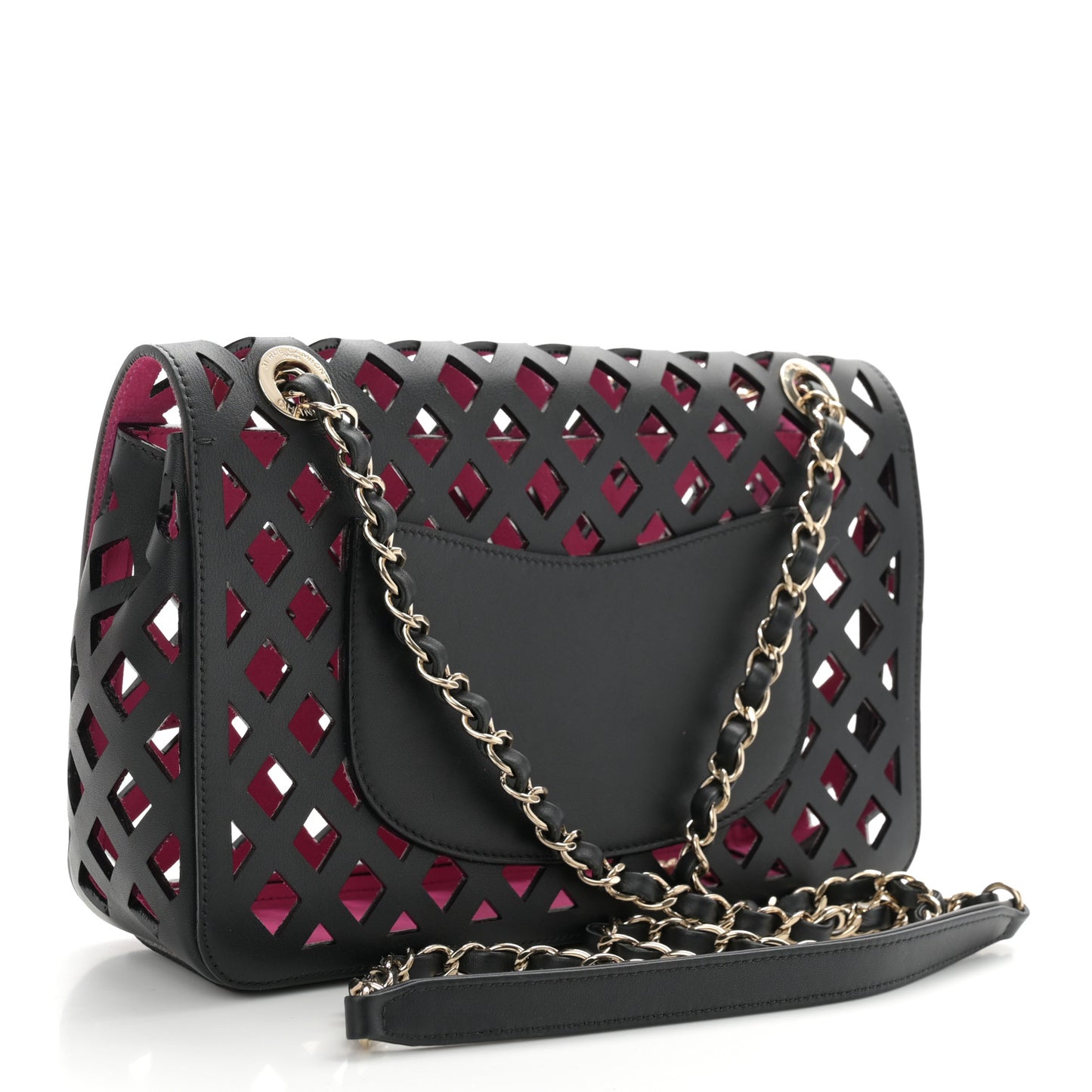 Lambskin Sea Through Flap Black Multicolor
