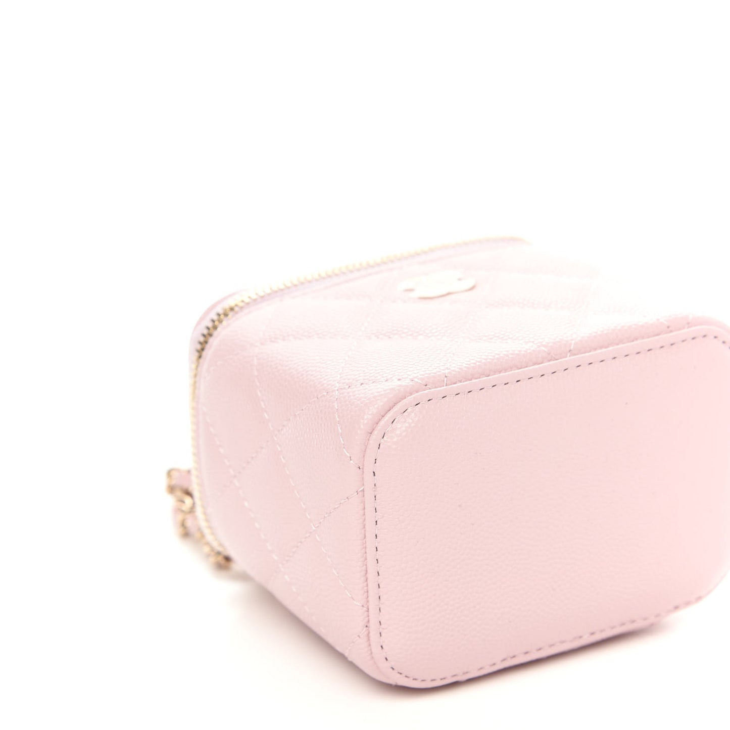 Caviar Quilted Mini Vanity Case With Chain Light Pink
