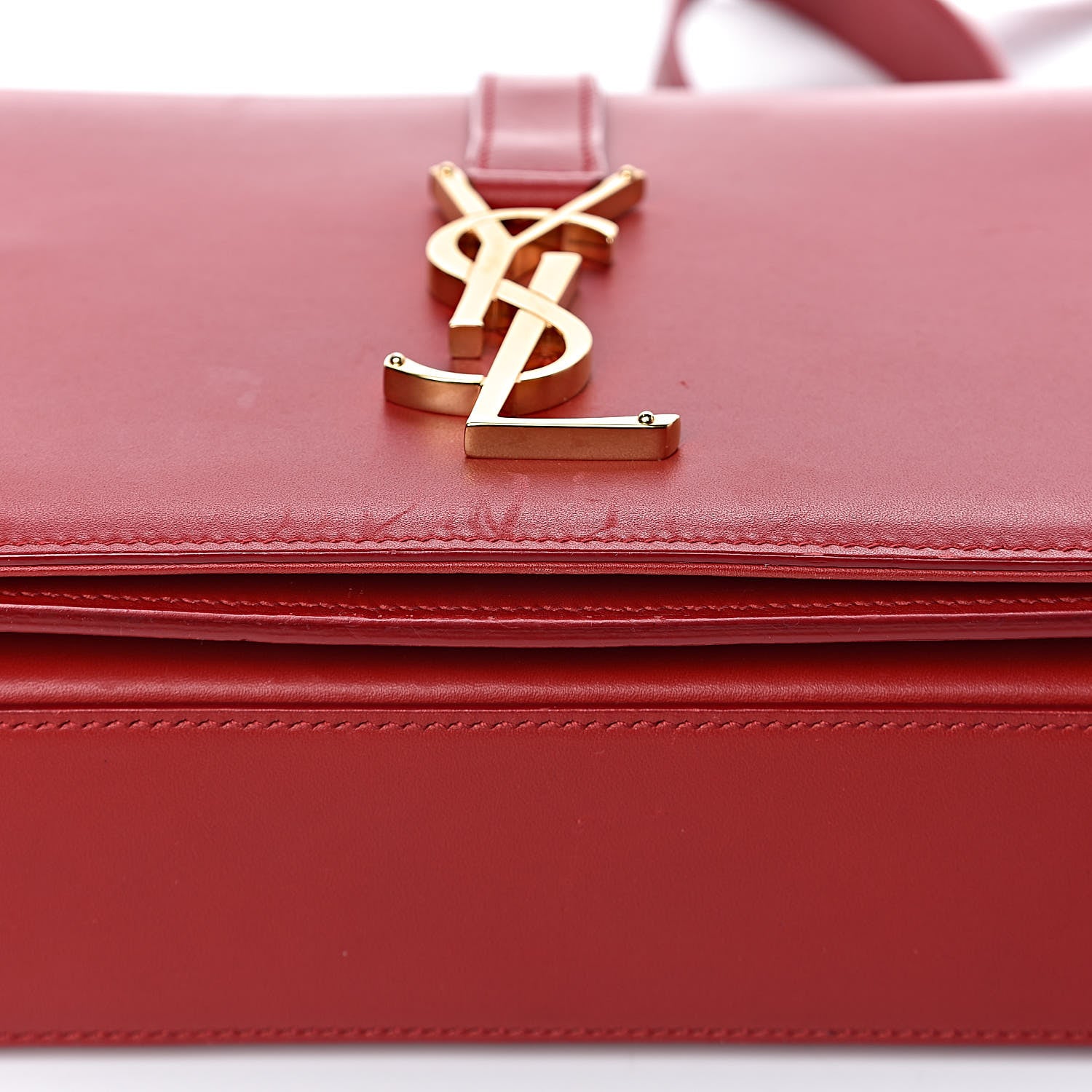 Saint Laurent Smooth Calfskin Medium Classic Monogram Universite Bag Red 19 of 20