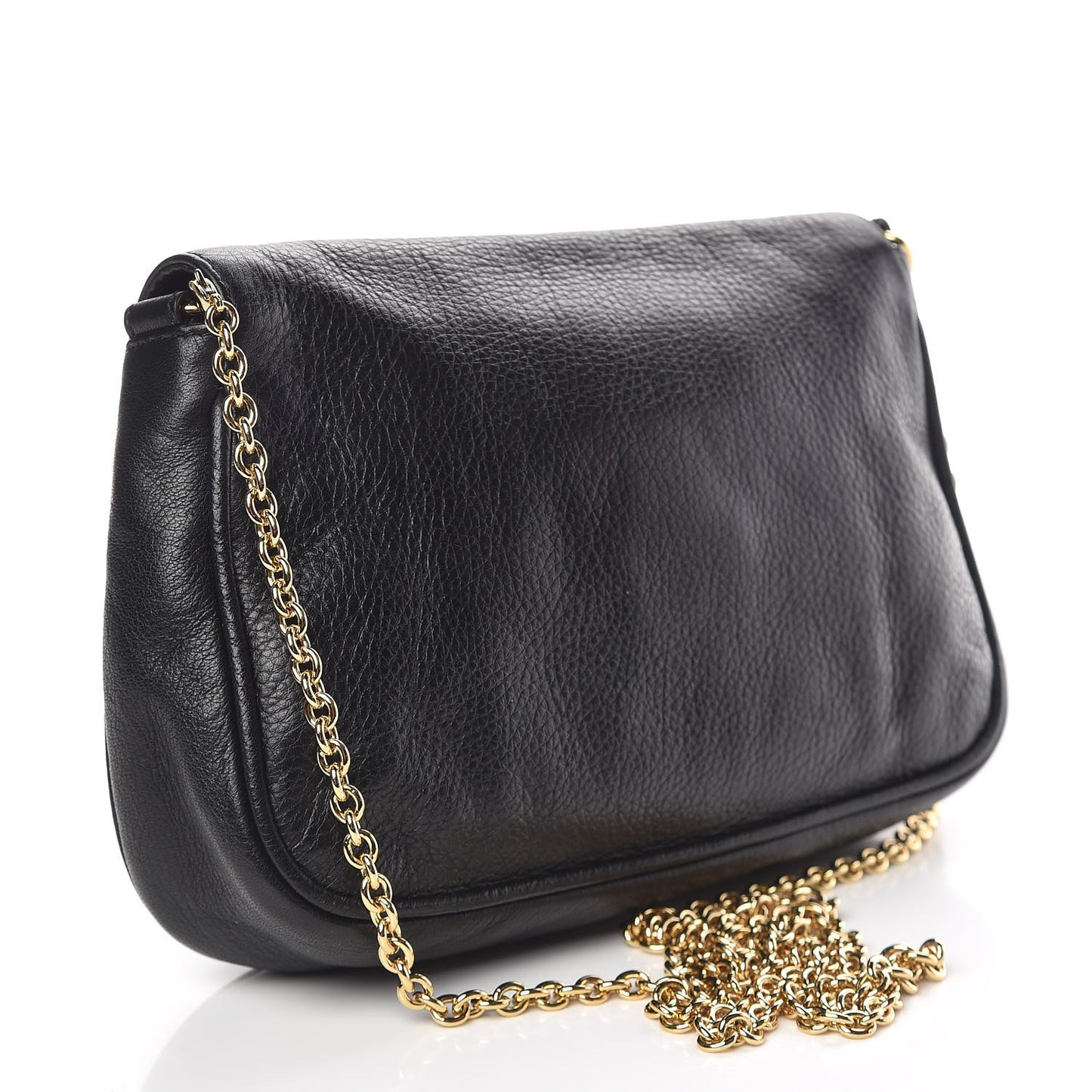 Vitello Flamingo Fendista Pouchette Crossbody Black