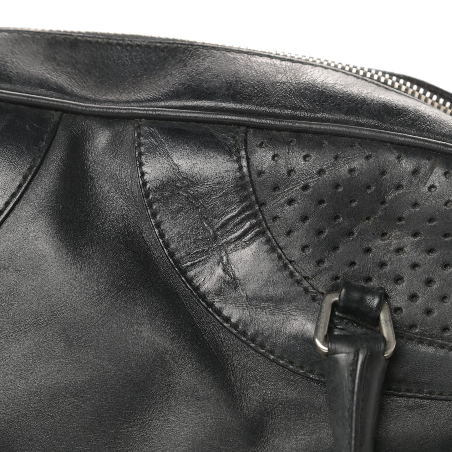 Vitello Drive Perforated Bowling Bag Black