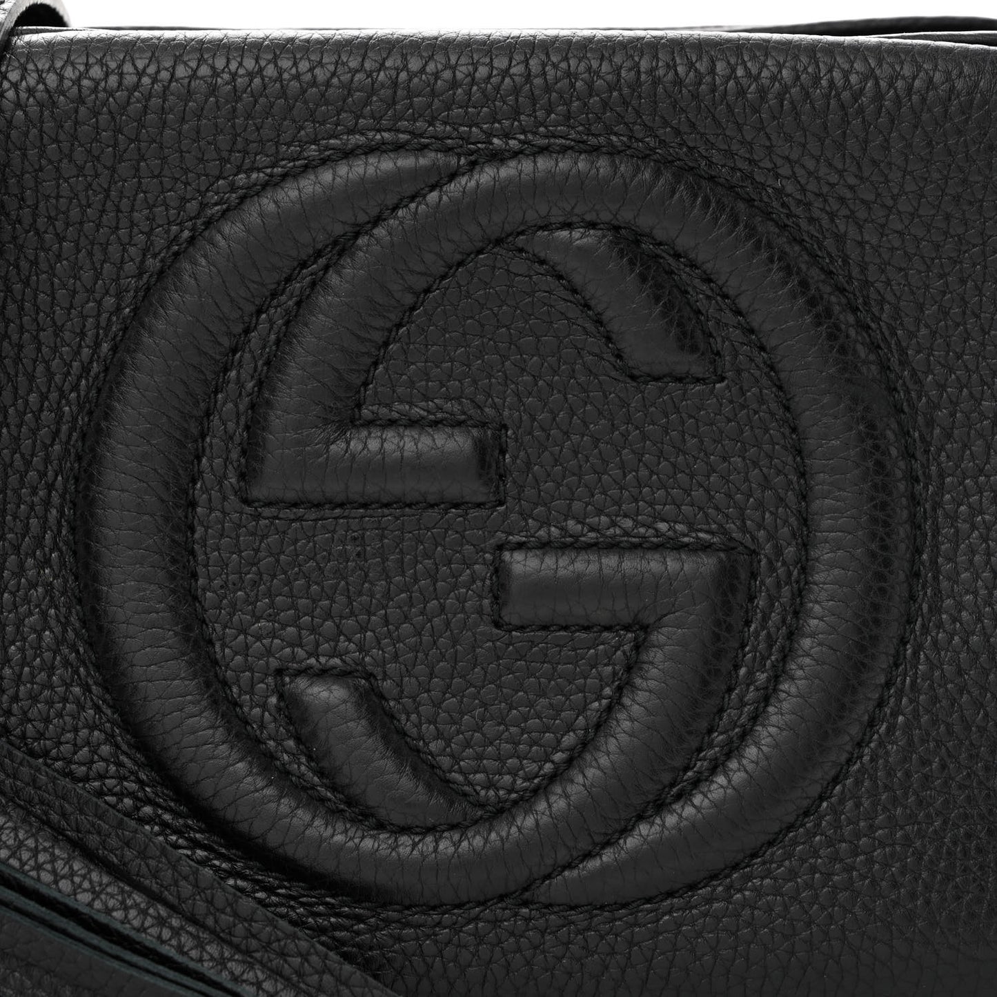 Pebbled Calfskin Small Soho Disco Bag Black