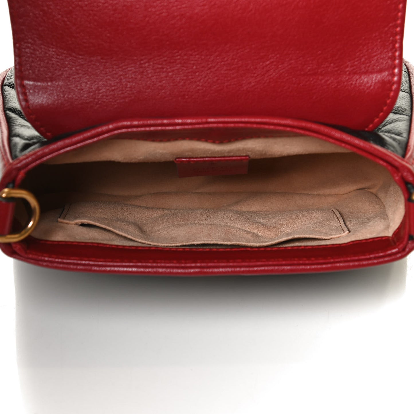 Vintage Effect Calfskin Matelasse Diagonal Mini Torchon GG Marmont Top Handle Shoulder Bag Black Romantic Cherry