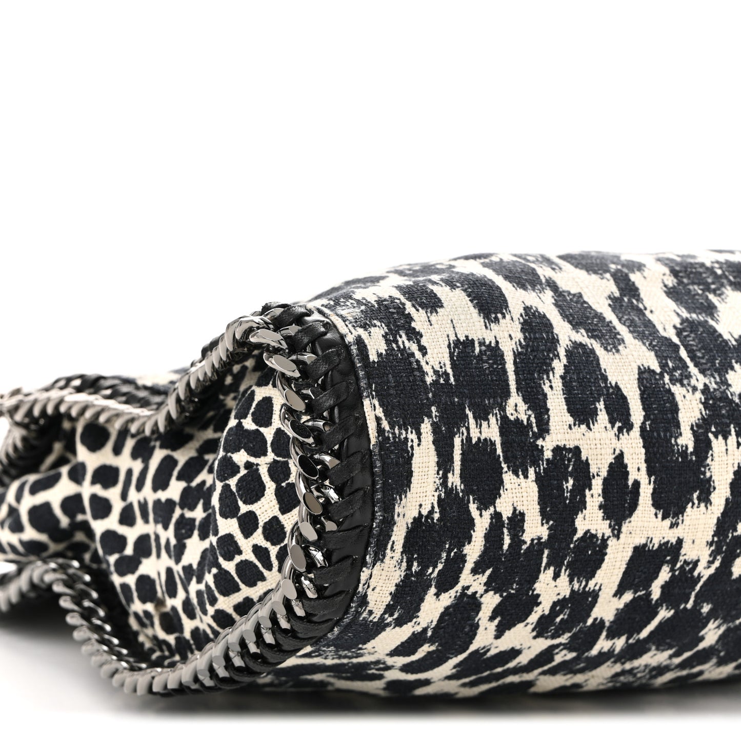 Linen Leopard Small Falabella Tote Black White