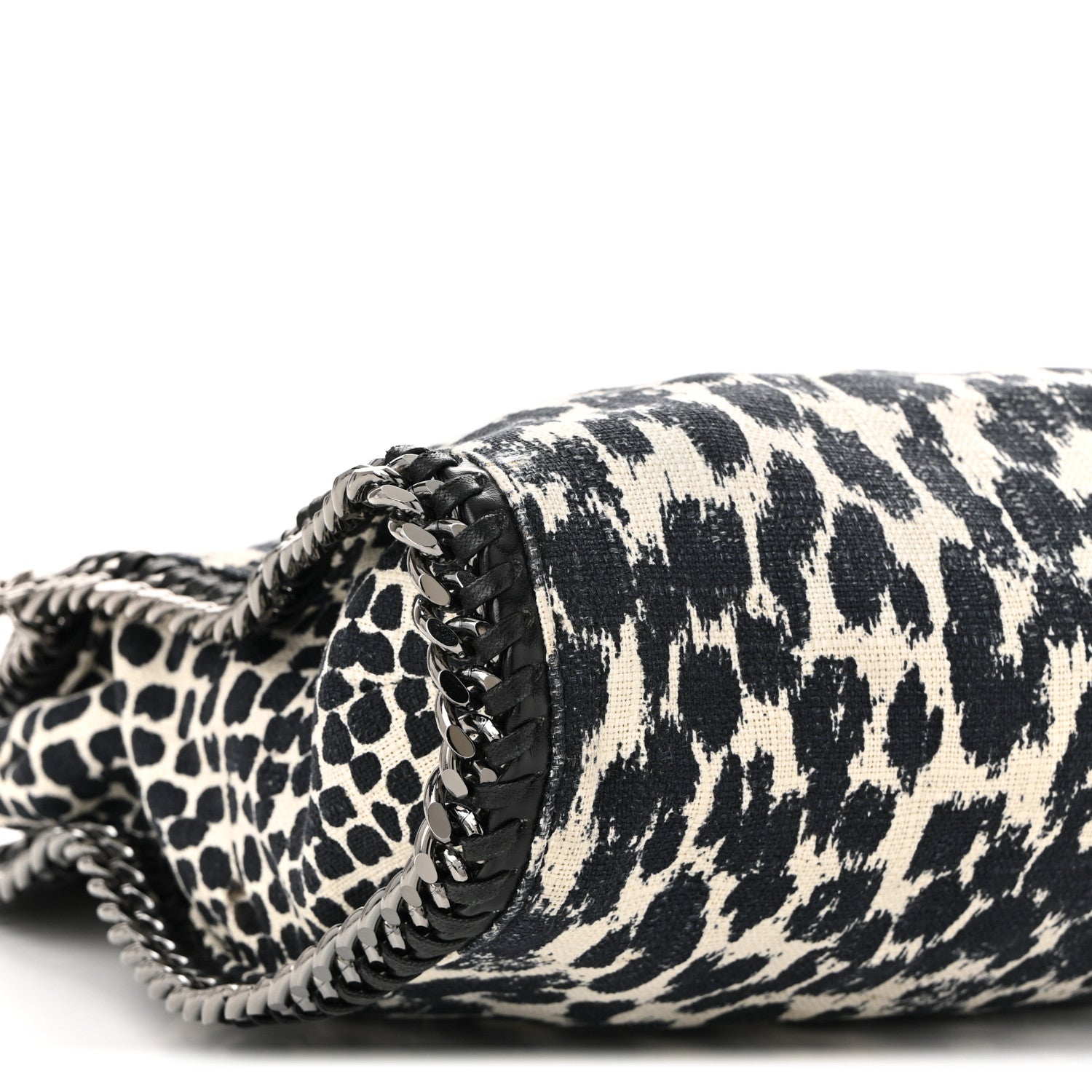 Stella McCartney Linen Leopard Small Falabella Tote Black White 9 of 10