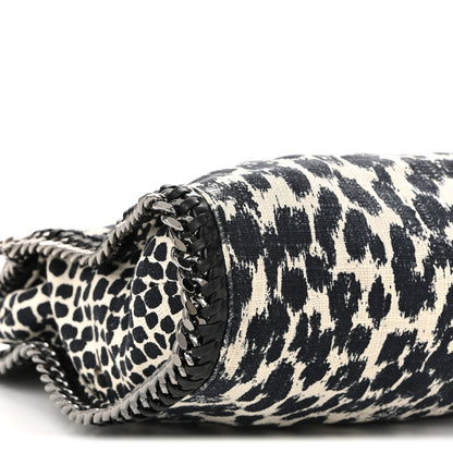 Stella McCartney Linen Leopard Small Falabella Tote Black White 9 of 10