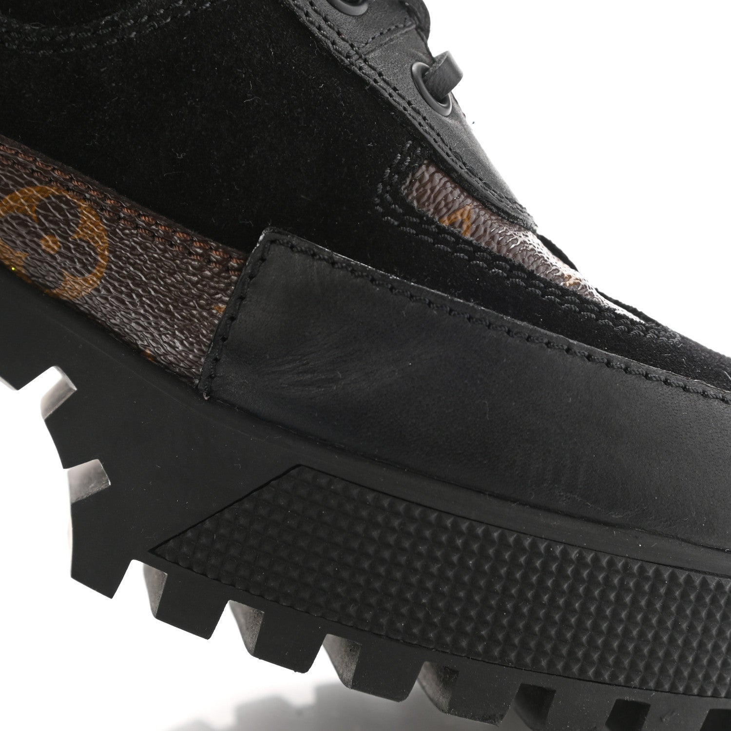 Louis Vuitton Suede Calfskin Monogram Laureate Platform Desert Boots 38.5 Black 9 of 13