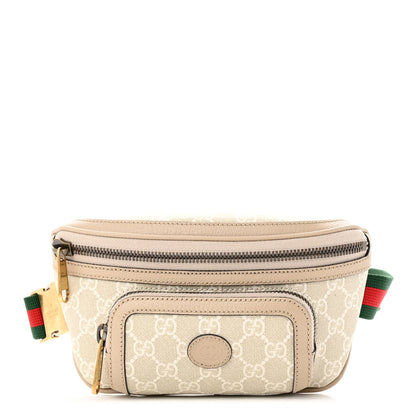 Gucci GG Supreme Monogram Textured Calfskin Web Retro Interlocking G Belt Bag Beige Mystic White Oatmeal 1 of 11