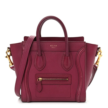 Celine Drummed Calfskin Nano Luggage Plum 1 of 12