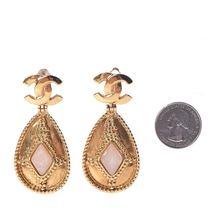 Chanel CC Large Drop Clip On Earrings Gold 2 of 4