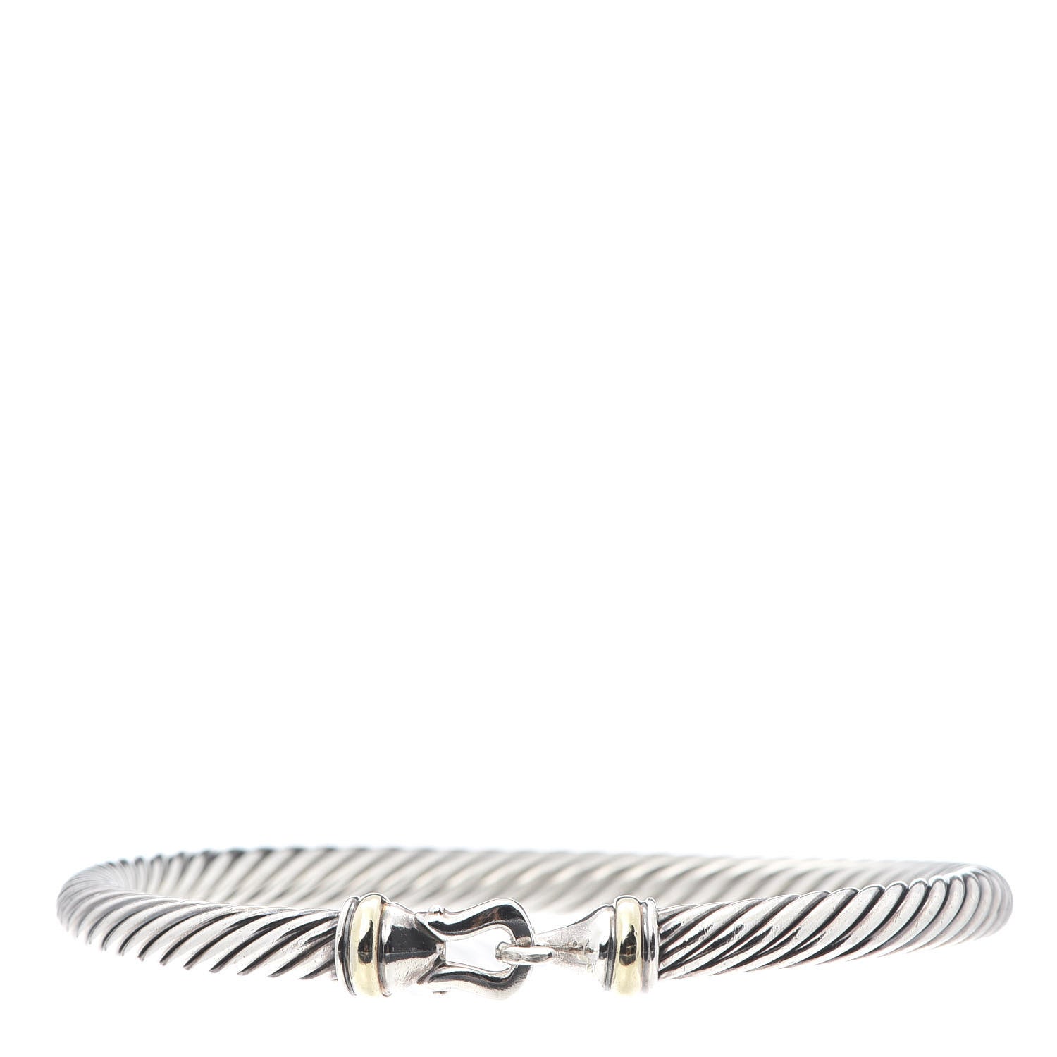 David Yurman Sterling Silver 18K Yellow Gold 5mm Cable Classic Buckle Bracelet 1 of 4