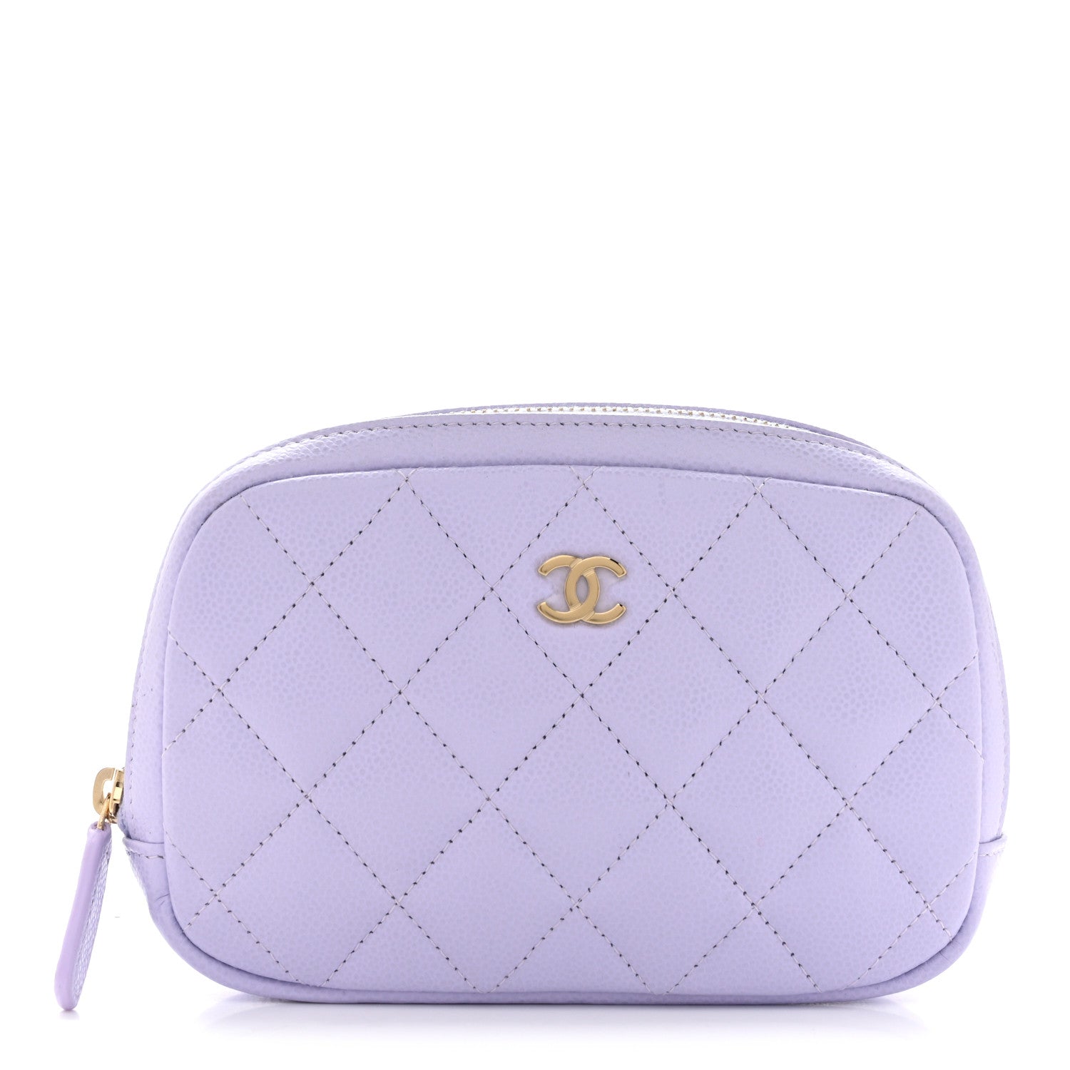 Chanel Caviar Quilted Small Curvy Pouch Cosmetic Case Light Purple 1 of 8