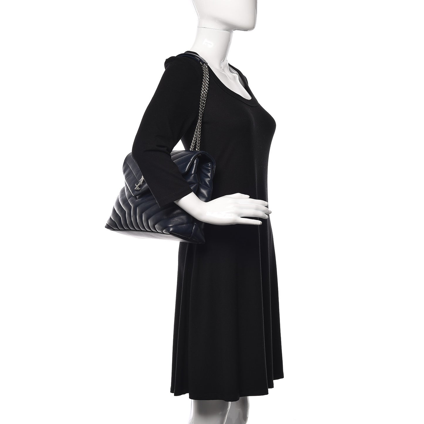 Calfskin Y Quilted Monogram Medium Loulou Chain Satchel Medium Blue